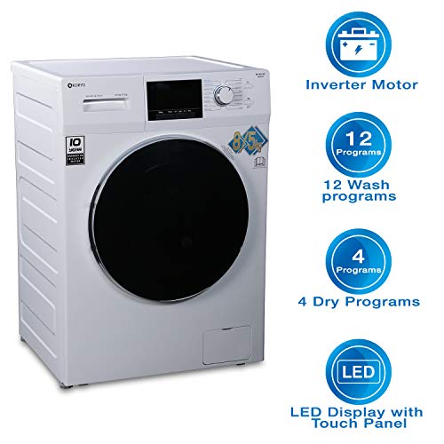 Image of KORYO 8Kg /5Kg Inverter Front Loading Washer Dryer (KWMD1485FLD, White)