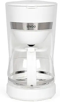 Livoo DOD200N cafetera eléctrica 12 tazas, capacidad 1,25L, 750W, filtro reutilizable, mantenimiento caliente