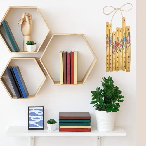 Hand Painted Flower Print Wooden Bamboo Flute, Music Classroom Activities, Pack Of 5 #TOP2