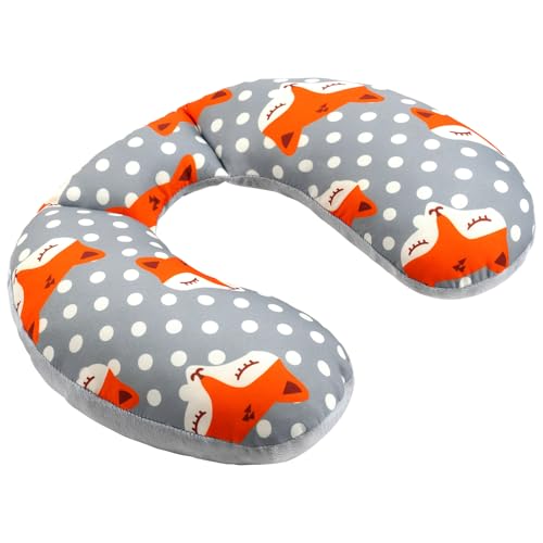Alaoo Almohada Cervical Coche Bebe, Almohadilla Cervicales Nino,Cojín Viaje,Reposacabezas Seguro,para Coche Cochecito y Silla Infantil,Patrón de Zorro