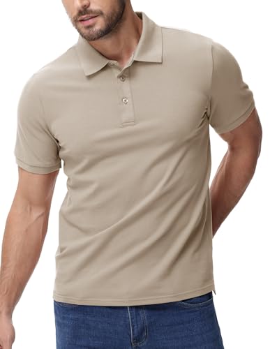 Image of MIER Men's Cotton Pique Polo Shirts, Short Sleeve Golf Work Casual Tops