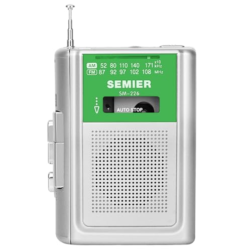 Image of Portable Cassette Recorder Player: AM FM Compact Vintage Cassette Tape Player with Big Speaker & Earphone Jack, Powered by DC or AA Battery