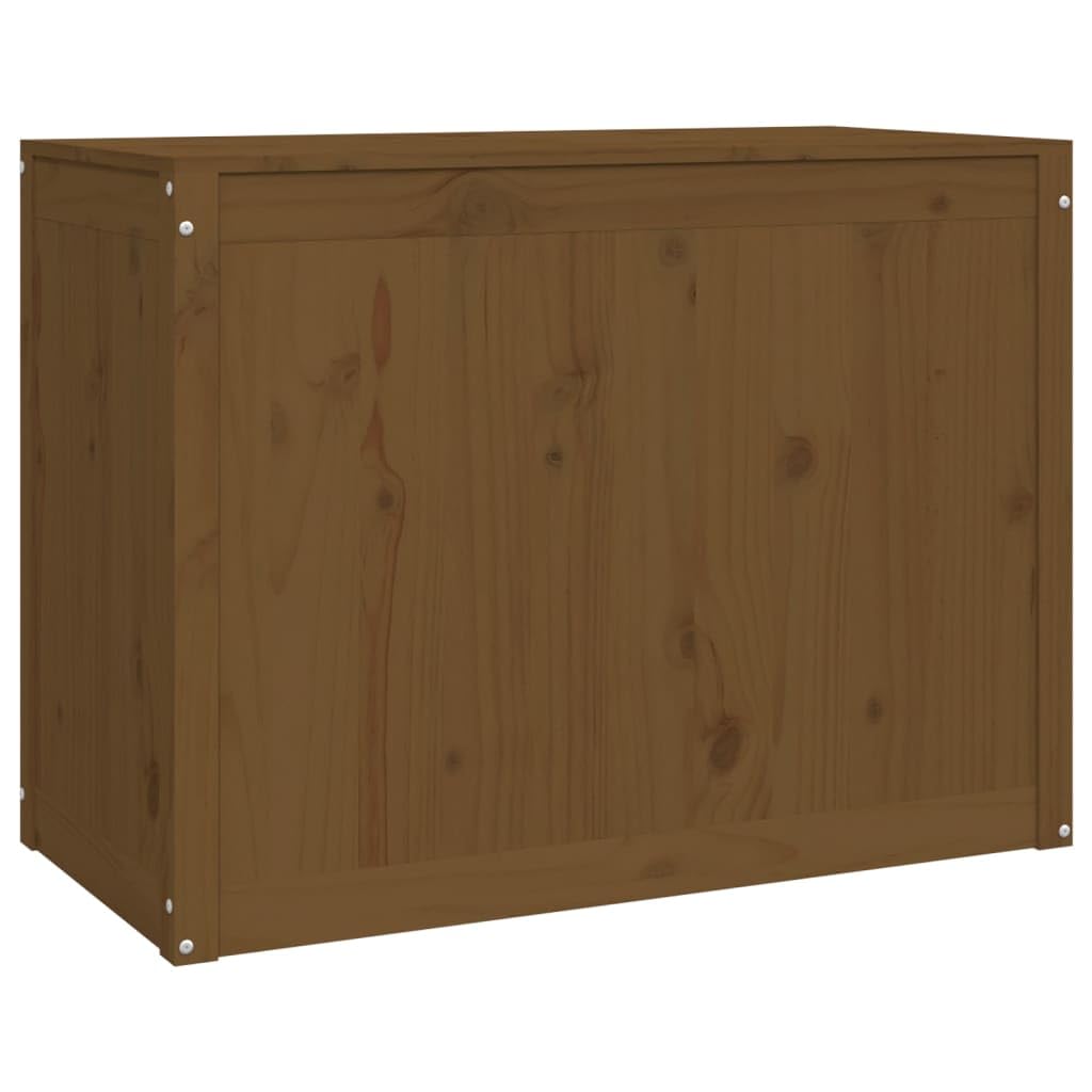 Mangloder Wäschetruhe aus massivem Kiefernholz in Honigbraun, 88,5 x 44 x 66 cm, 2 Fächer, Deckel mit Gasdruckfeder für Badezimmer, Schlafzimmer und Waschküche, Ordnung für Schmutzwäsche und Kleidung