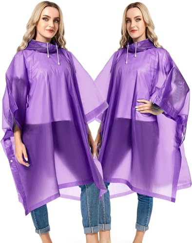 Image of Pivalo EVA Raincoat Poncho 70 GSM with Adjustable Hood Full Sleeves Knee Length Unisex Universal Size waterproof Reusable Outdoor Rainwear for Bike Riders Men and Women (Pack of 1, Purple)