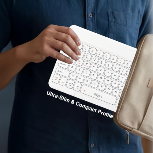 Image of FINGERS MiniClicks Duo D7 - Wireless Bluetooth Keyboard Mouse Combo (Rechargeable & BT | 75% Compact - 78 Keys | X-Scissor Keys | 18-Day Backup | Windows, macOS, Linux, ChromeOS) (Classic White) | Rechargeable design offers long-lasting use with up to 18 days backup, making it reliable for office, study and remote setups