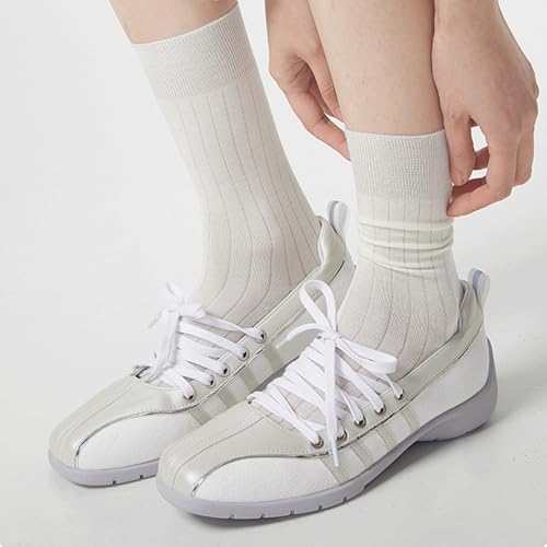 Ballet Sneakers for Woman Leather Trendy Lace Up Wide Toe Ballerina Flats Elegant Fancy Low Top Mary Jane Casual Dressy Ballet Shoes 2025 Spring Summer Daily Wear2