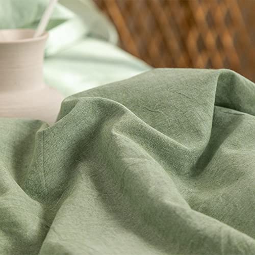 Eavd Modern Style Solid Color Green Duvet Cover Queen Soft 100% Washed Cotton Nature Green Bedding Set With 2 Pillowcases Simple Luxury Green Comforter Cover With Zipper 4 Ties #TOP4