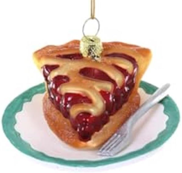 The Bridge Collection Adorno de rebanada de pastel de cerezo  Adornos para árbol de Navidad de postre  Adorno de pastel de cereza para panaderos,