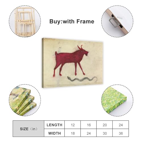 Toile chèvre rouge Bill Traylor tableau de collection haut de gamme