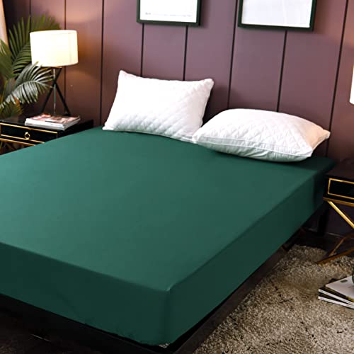 Housse de protection imperméable grand lit couleur unie vert foncé