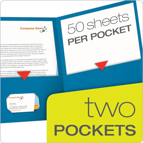 Oxford Twin-Pocket Folders, Textured Paper, Letter Size, Light Blue, Holds 100 Sheets, Box of 25 (57501EE) image 2