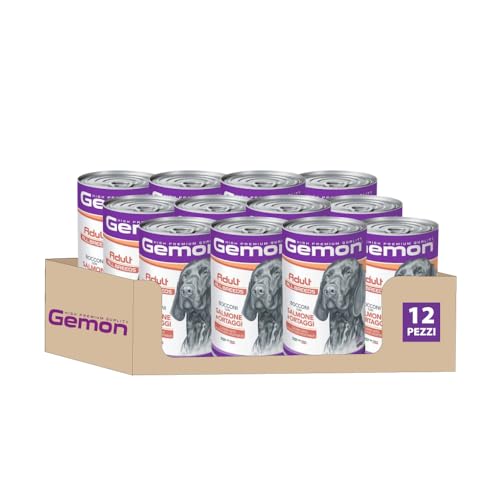 MONGE Gemon All Breeds Adult Bocconi con Salmone e Ortaggi da 1250 gr - Confezione da 12-12x1250gr