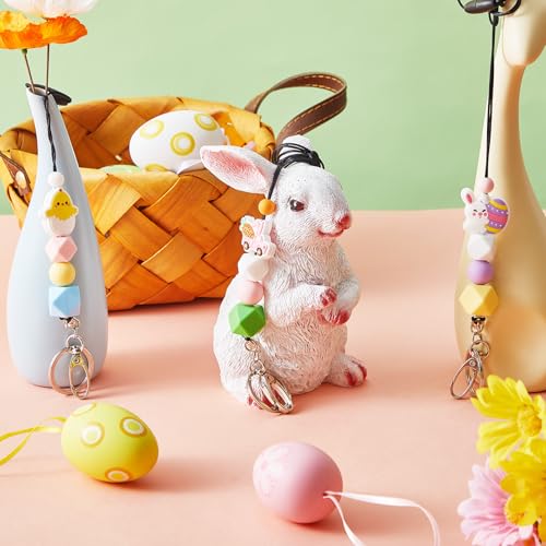 Qilery 3 peças de cordão de silicone com contas de 43 cm cordão de crachá de identificação com conta