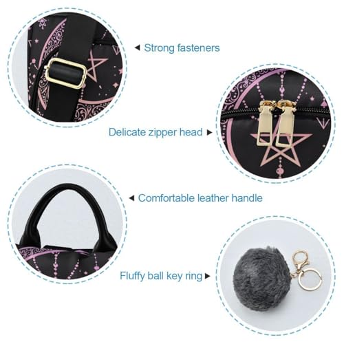 Image of ALAZA Boho Chic Style Star Pentagram Keys Feathers Backpack for Daily Shopping Travel