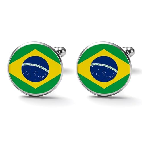 Mancuernillas clásicas para hombre con bandera de Brasil miniatura 2
