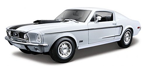 Construcción, Music 1968 Ford Mustang GT Cobra Jet Fastback 1/18 White by Collectable Diecast