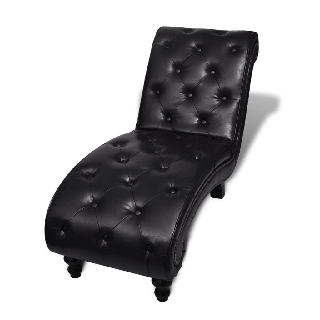 vidaXL Diván Chaise Longue Clásico Botones Poliuretano Marrón Sillón Camilla
