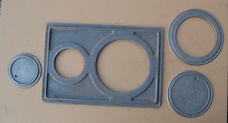 SEZAM Placa de fundición para horno con 2 agujeros 40x27cm placa de carbón placa de chimenea hierro fundido gris hierro fundido