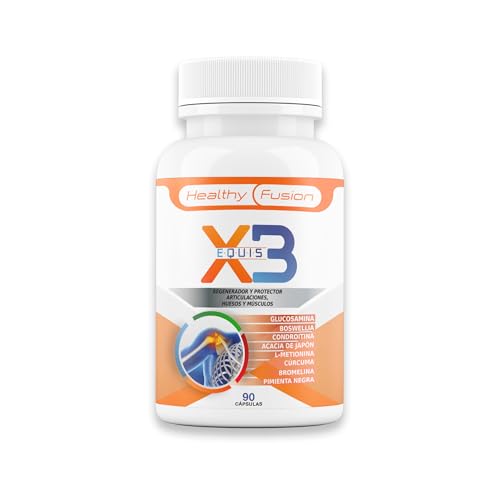 Healthy Fusion X3 | Complejo de Glucosamina, Condroitina, Cúrcuma y MSM | Articulaciones, cartílagos y músculos | Mejora la movilidad y elimina el dolor | Acción Antiinflamatoria | 90 cápsulas