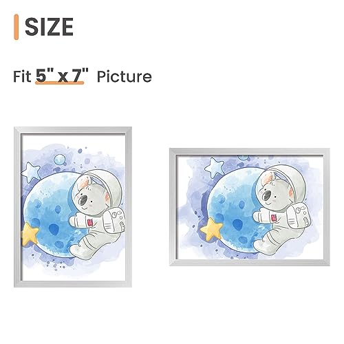 Image of upsimples 5x7 Picture Frame Set of 3, Made of High Definition Glass for 5 x 7 Silver Frames, Wall and Tabletop Display Thin Border Photo Frame for Home Decor