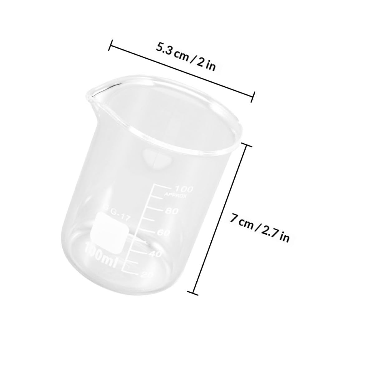 Sosoport 10 Pezzi Brocca Graduata in Vetro 100ml Tazza di Misurazione Portatile Facile da Pulire per Laboratorio e Uso Scientifico