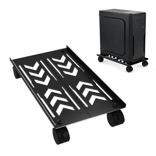 eupdd Support Tour PC: 40cm Support Unité Centrale, Ordinateur Réglable avec Roues Pivotantes, CPU sous Bureau avec Freins, pour Ordinateur de Bureau, Noir