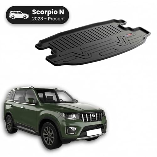 Image of 3D TPE Car Boot Mat for Scorpio N (2023 Onwards) Custom Fit, Heavy Duty & Anti-Slip Boot Mat | All Weather Resistant, Waterproof & Dustproof Trunk Liner, Car Dicky Mat for Scorpio