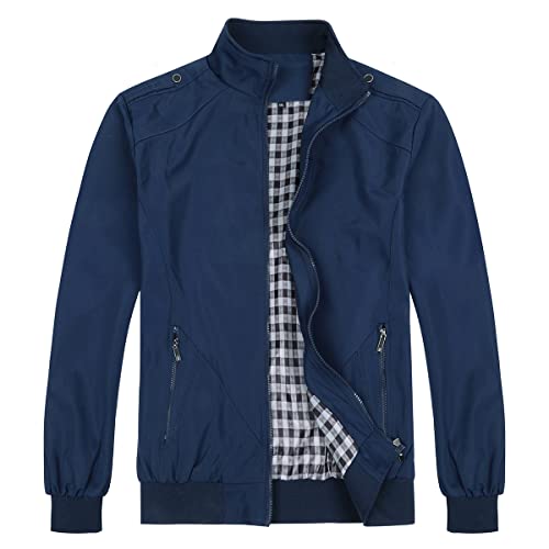Allthemen Chaqueta de hombre con cuello alto chaqueta de entretiempo chaqueta deportiva de ocio de otoño chaqueta bomber Armada L