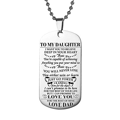 TONVER - Collar con Colgante de Acero Inoxidable con Texto en inglés To my Son/Hija para Mujer, Hombre y Mujer