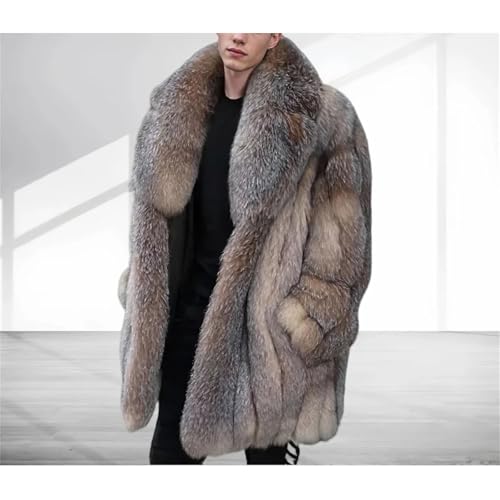 Real Fur Overcoat Men Long Winter Jacket With Suit Collar Fashion Warm Outerwear Thick Style3