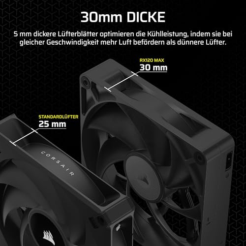 CORSAIR iCUE LINK RX120 MAX 120mm PWM Dicker Lüfter – Hochstatischer Druck – Liquid Crystal Polymer – Magnetisches Kuppellager… – Ansicht 3