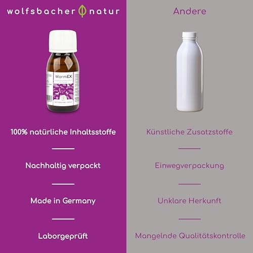 WormEx - Pflanzliche Wurmkur für Hunde, Effektiver Schutz gegen Würmer und Parasiten, Enthält Walnussöl, Hanfsamenöl und Kokosöl, Wurmkur Hund gegen Würmer