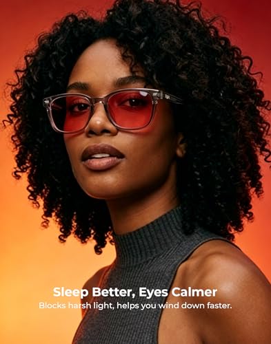 Image of TIJN Premium Blue Light Blocking Glasses for Women Men Computer Gaming Use | Square TR90 Frame Nerd Eyeglasses Anti Blue Ray with Red, Orange, Clear Lens for Computer, Phone, TV and Evening Screen Use