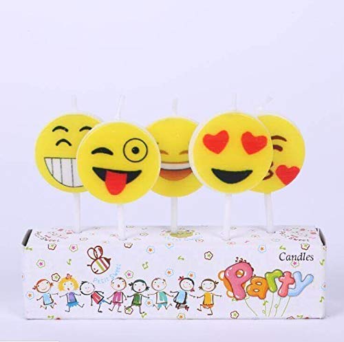 Party Port Vibrant Emoji Candle Set – Fun Cake Toppers for Wedding, Anniversary, Mother's, Father's Day, Boys, Girls, Adults (Pack of 5)
