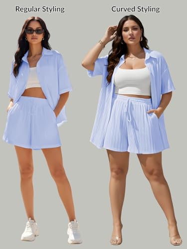 Image of Leriya Fashion Co-ord Set for Women Stylish Solid Poly Lycra Cotton | Textured Pyjama Set For Woman Travel Beach & Holiday Look | Oversized Loose Fit Trendy Top & Shorts for Summer Day Vacation