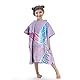 Rowjoy Badeponcho Kinder, Kinder Strandtücher Mikrofaser, Schnell Trocknender Bademantel für Jungen Mädchen (Pink Mermaid)