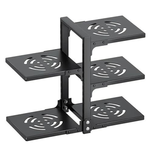 ZNJAMN Pan Rack 5/7 Layers Rack Adjustable Kitchen Desktop Under Sink Pot Cover Pot Holder Bowl Holder Shelving Multifunctional Folding Storage Pot Rack(Black 5-tier)