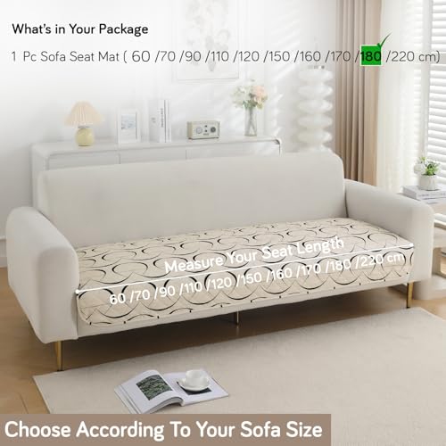 Image of HOKIPO 'Elira Series' Water Repellent + Waterproof Quilted Sofa Mats | Make Your Own Sofa Cover Set | Length 180cm - Natural Beige Abstract Art (AR-5249-C4)