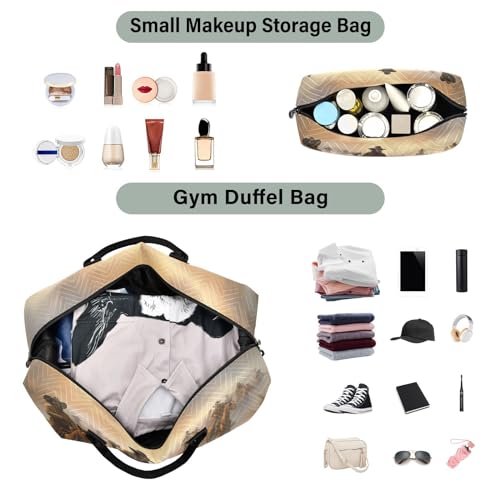 Large Travel Duffel Bag, Cowboy Racing Sports Tote Gym Bag, Shoulder Weekender Overnight Bag for Women Men, Carry On Luggage with Toiletry Bags4