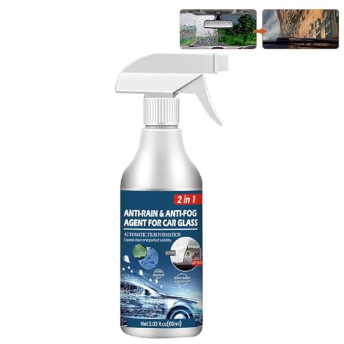 Anti Buée Voiture Pare-brise,Spray Anti Buée 60ml,Spray Antibuée Pour Pare-Brise De Voiture,Spray Nettoyage Anti-buée Imperméable À L'eau Et À La Pluie,Agent Anti-Buée Et Anti-Pluie Pour Vitres,60ml