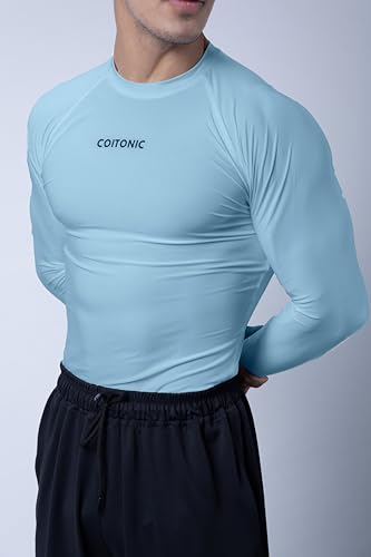 Image of COITONIC Men's Full Sleeve Compression T-Shirt - Athletic Base Layer for Gym, Sports & Fitness Training