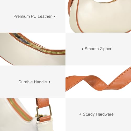 Women Leather Underarm Bag Crescent Shoulder Handbag Saddle Bag Chic Purse Satchel Purse4