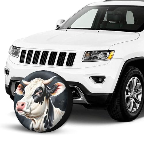 Image of Cow Spare Tire Cover Wheel Protector Weatherproof Wheel Cover Universal Decorative Accessories for Camper RV SUV Travel Trailer 16 inch