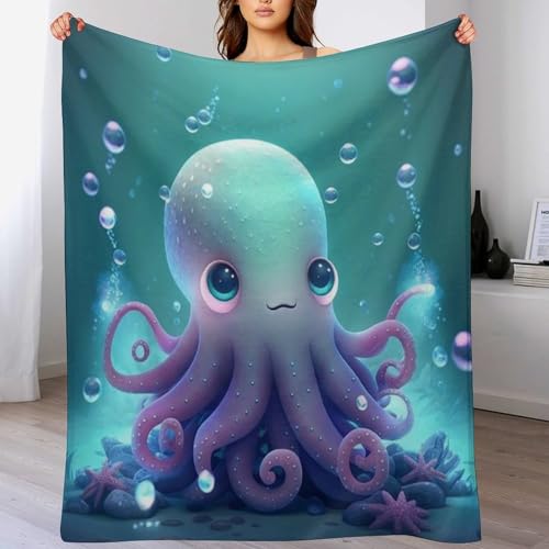 Couverture douce toutes saisons pieuvre pour cocooning sur le canapé