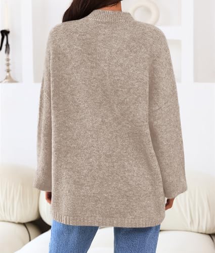 MEROKEETY Women's Long Sleeve Oversized Knit Sweaters 2025 Fall Trendy Casual Chunky Crewneck Pullover Jumpers Tops4