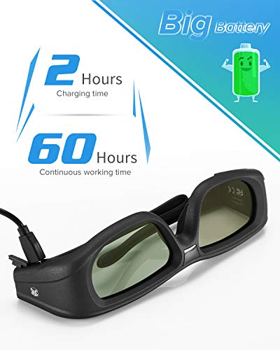 image for Elikliv Active Shutter 3D Glasses 4 Pack, Rechargeable Bluetooth 3D Gl