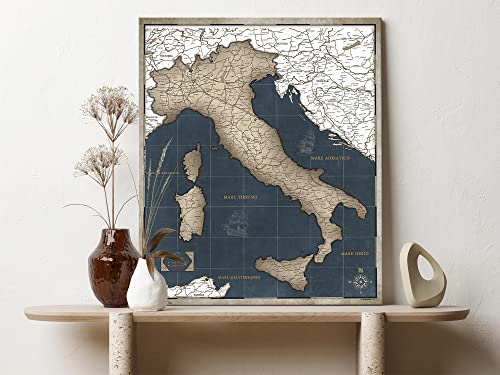 Mappa dell'Italia in tela con bacheca in sughero