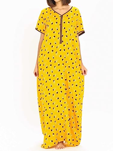 Image of Evolove Women's Viscose Liva Long Maxi Night Gown Nighty Dress with Pocket, Super Soft Comfortable (LNG-Rayon)