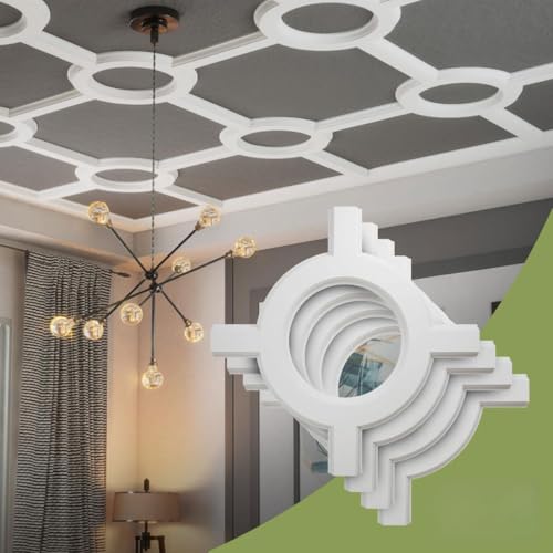 Endurathane 5" Traditional Coffered Ceiling Kit w/Circle Intersection for Rooms 10' x 10' or Smaller, Factory Primed
