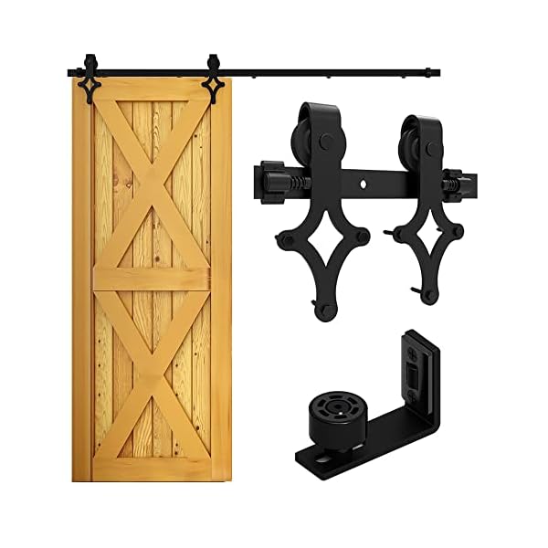 Wolfbird Hardware Kit Scheunentür 183cm-6ft Schiebetürsystem Schienen Kit, mit verstellbaren Bodenschienen, für Holztüren